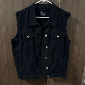 Love Tree Black Sleeveless Denim Vest